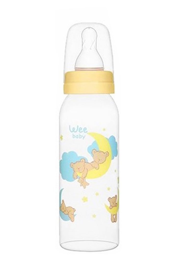 Wee Baby Silikon Uçlu Desenli PP Biberon 250 ml - Sarı